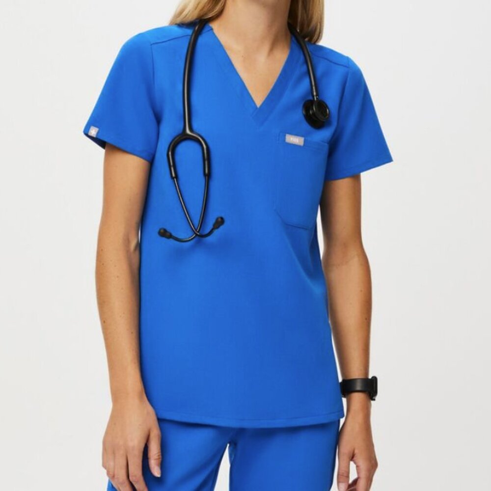 Figs Royal Blue Catarina One-Pocket Scrub Top